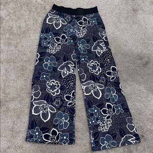 Navy Floral Wide-Leg Pants